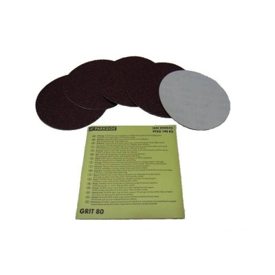 FEUILLES ABRASIVES + FEUILLES SUPPORTS G80 (LOT DE 5) POUR PONCEUSE PTSG 140 B2