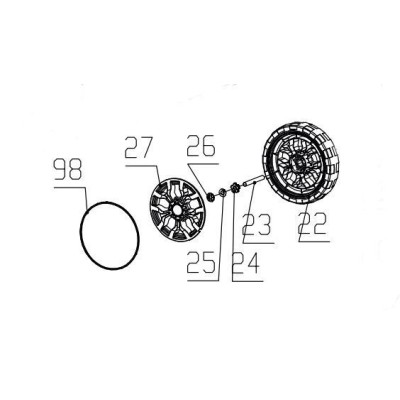 ROUES ARRIERES POUR SCARIFICTEUR/AERATEUR PARKSIDE PLV 1500 A1/B1 - PLVA 40 Li A1 - REF: 91105132