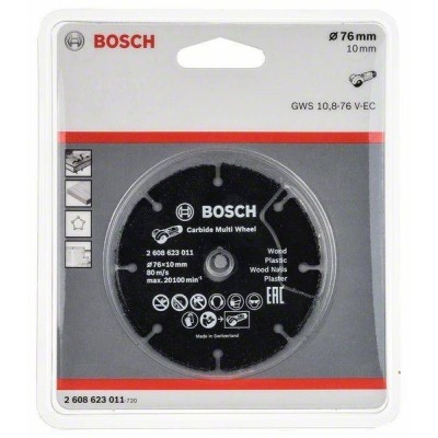 Disque à tronçonner 76 mm 10 mm 1pc BOSCH POUR MEULEUSE PARKSIDE PWSA 12