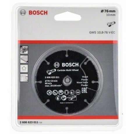 Disque à tronçonner 76 mm 10 mm 1pc BOSCH POUR MEULEUSE PARKSIDE PWSA 12