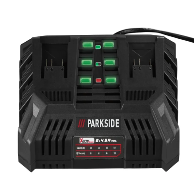 Chargeur double Parkside 20V 2x 4,5 A PDSLG 20 B1 DE/EU pour appareils de la famille Parkside X20V TEAM - REF: 80002908