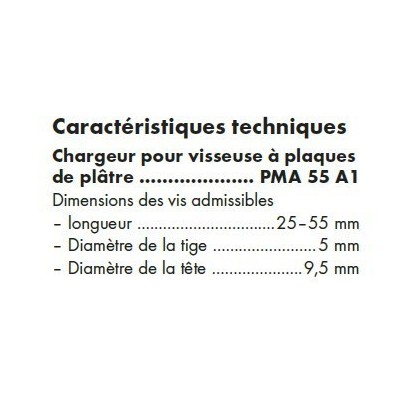 CHARGEUR POUR VISSEUSE A PLAQUE DE PLATRE SANS FIL PARKSIDE - REF: 91110199