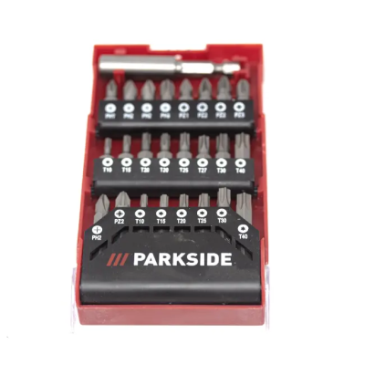 JEU D'EMBOUTS 25 PIECES POUR PERCEUSES VISSEUSES PARKSIDE PERFORMANCE PBSPA 12 B2 - REF: 91104639